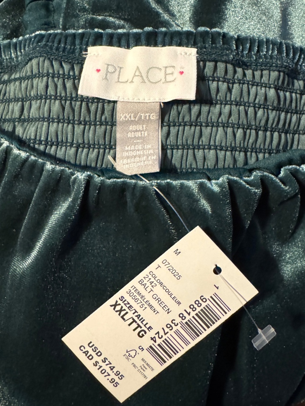 NWT (XXL) Womens Matching Family Velour A-Line Dress - Green - Picture 8 of 9